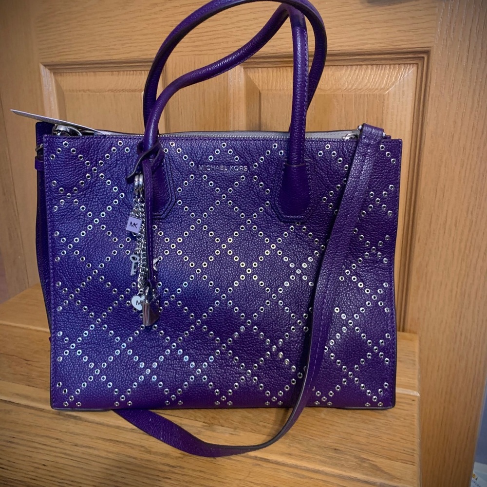 Michael Kors purple studded Mercer crossbody